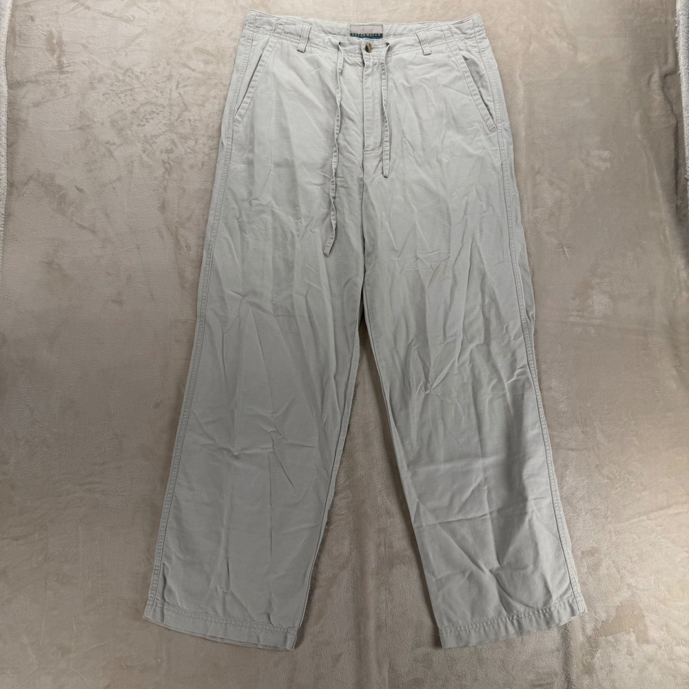Breakwater Linen Blend Pants Mens 32x30 Beige Drawstring Straight Leg Trousers